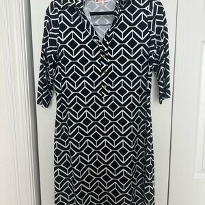 Jude Connally Black and White Geometric Mini Dress